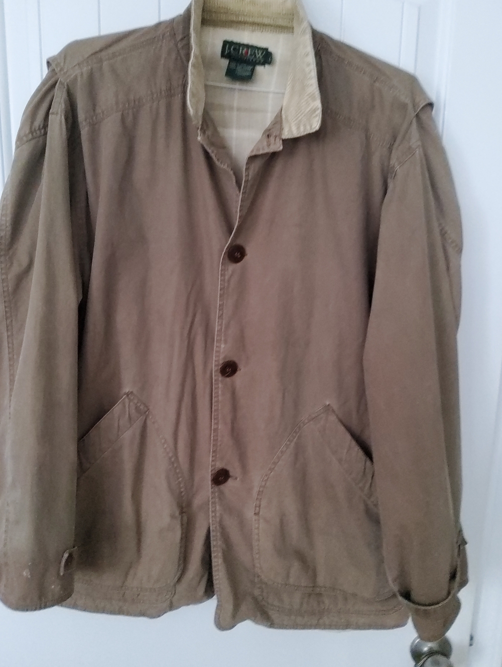 J. Crew Men’s Brown Cotton Field Jacket with Cream Corduroy Collar